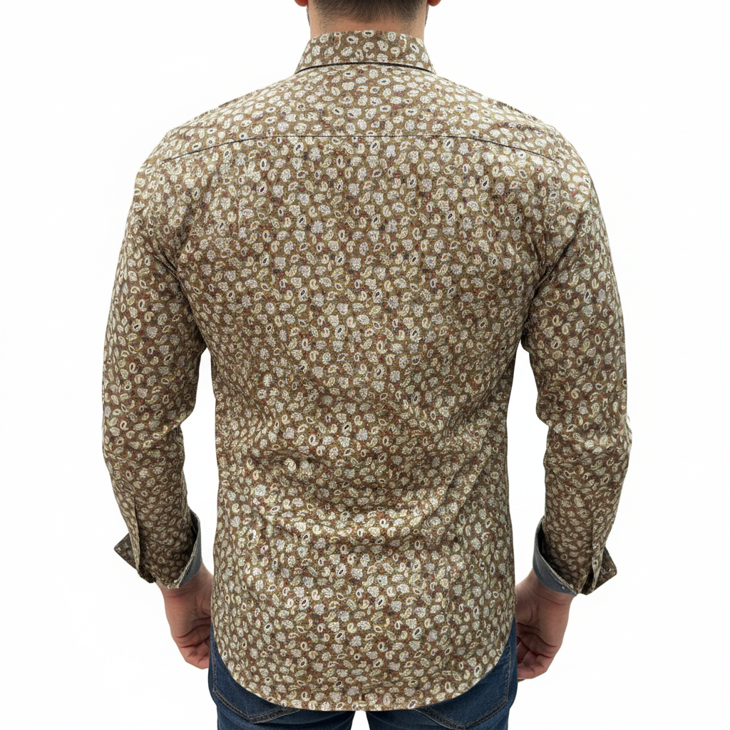 Chemise paisley olive vue de dos