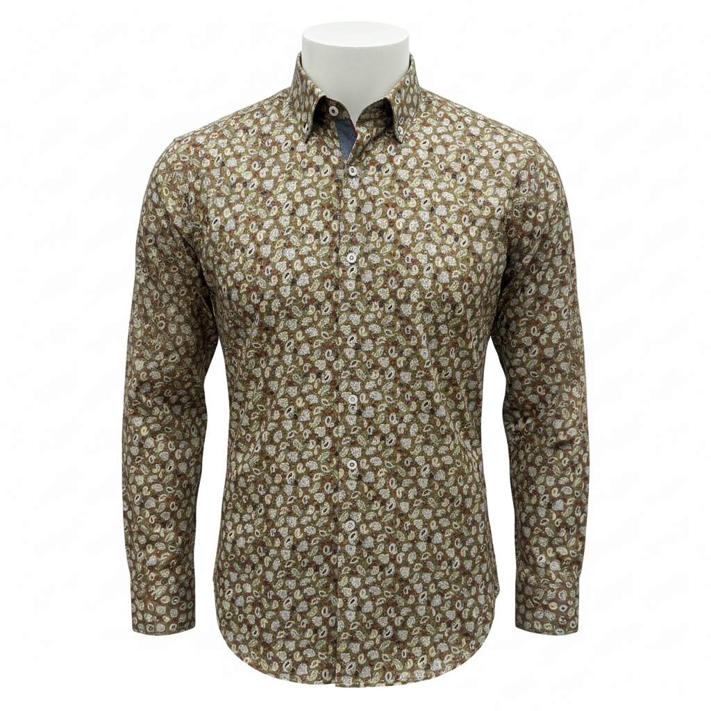 Chemise paisley olive vue de face