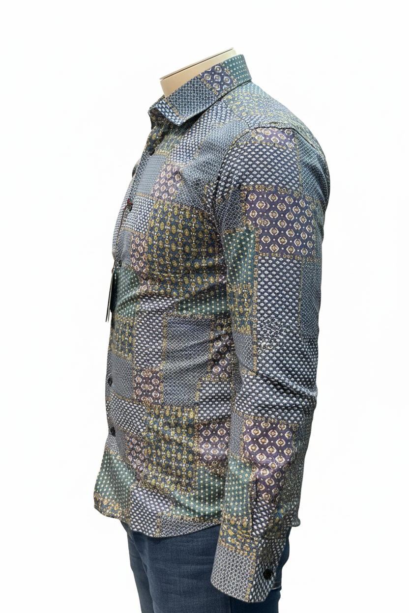 Chemise patchwork vue de profil