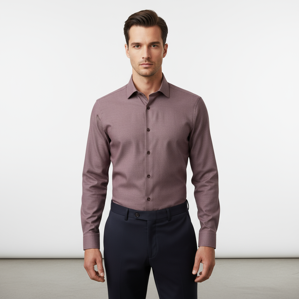 Chemise PIQUADRO mauve portée slim fit