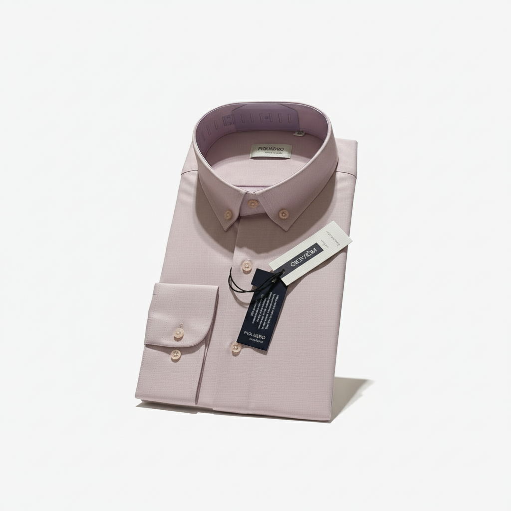 Chemise rose en position verticale trois-quarts