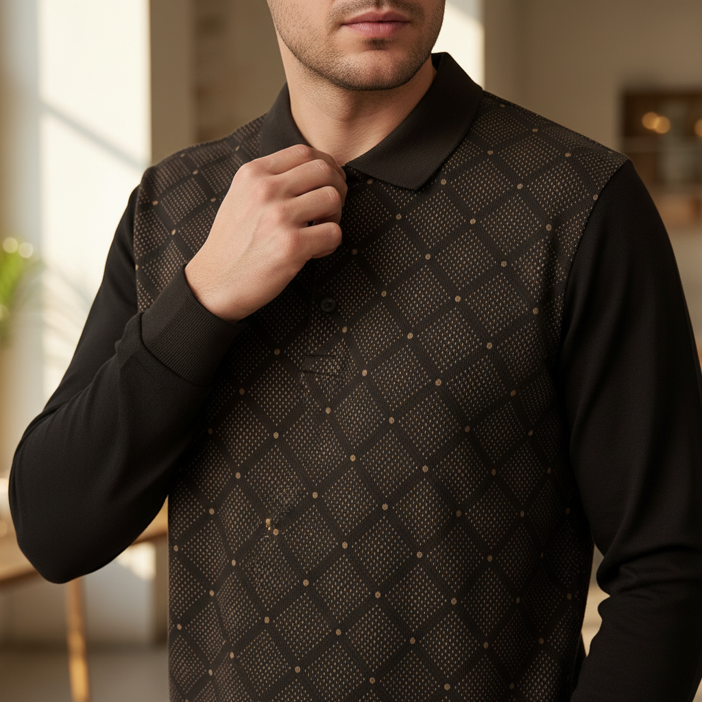 Détail motif jacquard doré