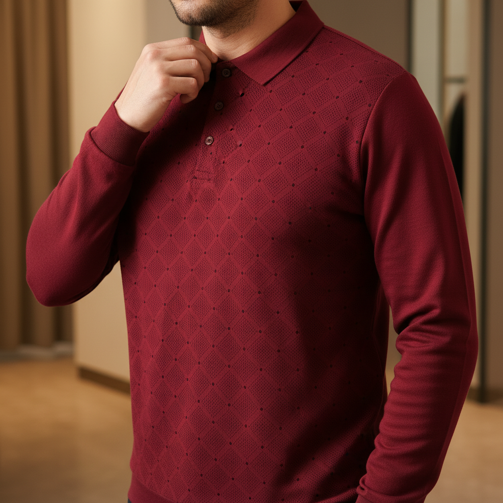 Détail motif jacquard pois et rayures