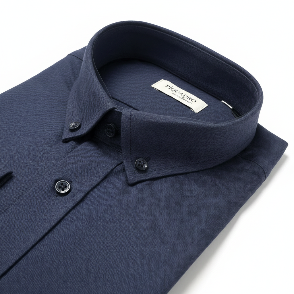 Détails col boutonné et étiquette Piquadro