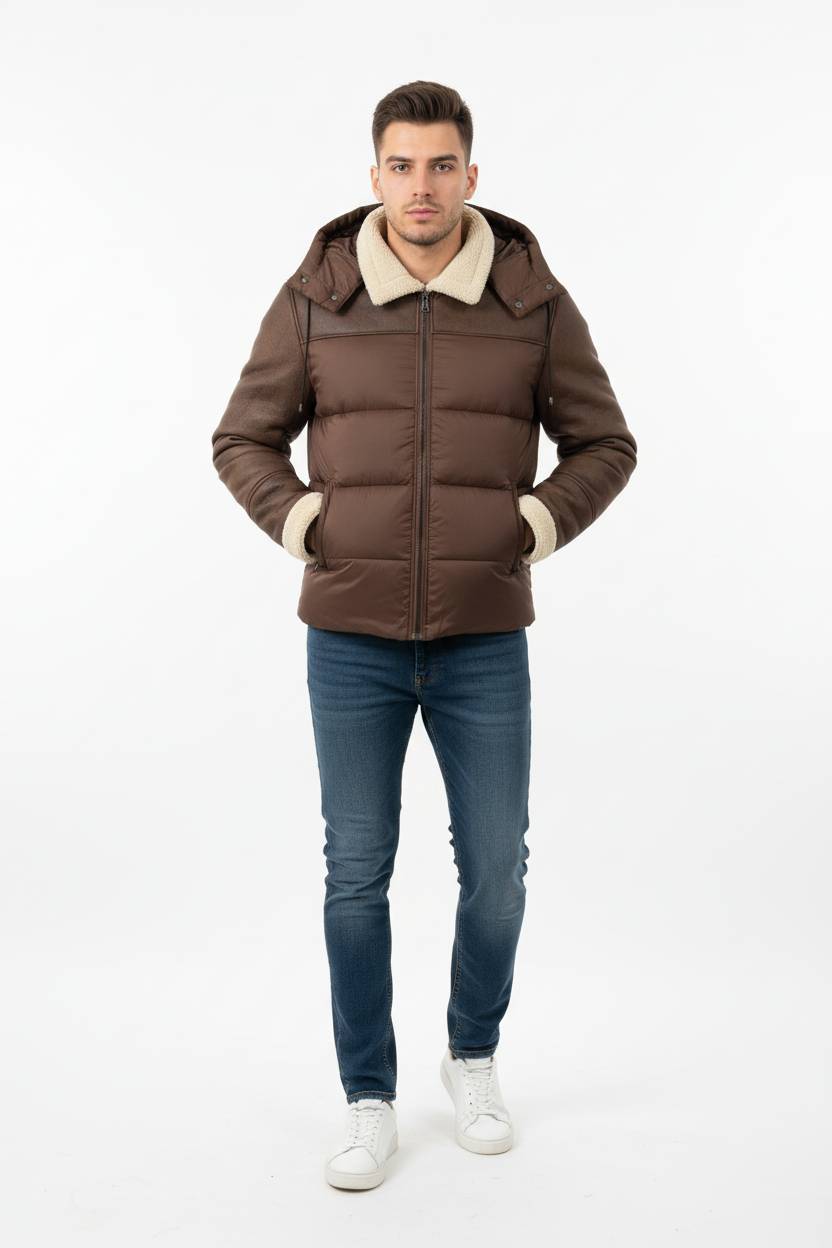 Doudoune sherpa marron - Portée