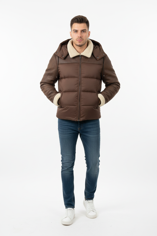 Doudoune sherpa marron - Portée