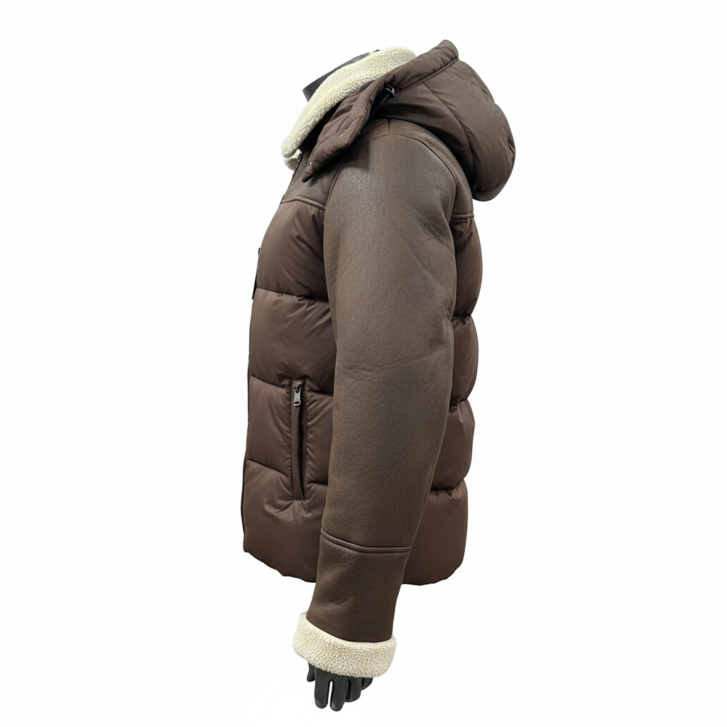 Doudoune sherpa marron - Profil