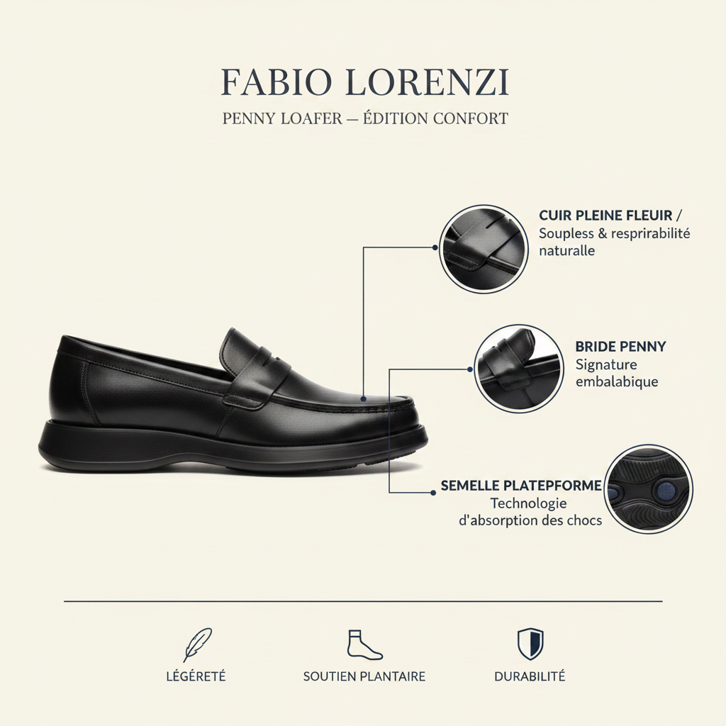Editorial premium - Penny Loafer noir Fabio Lorenzi