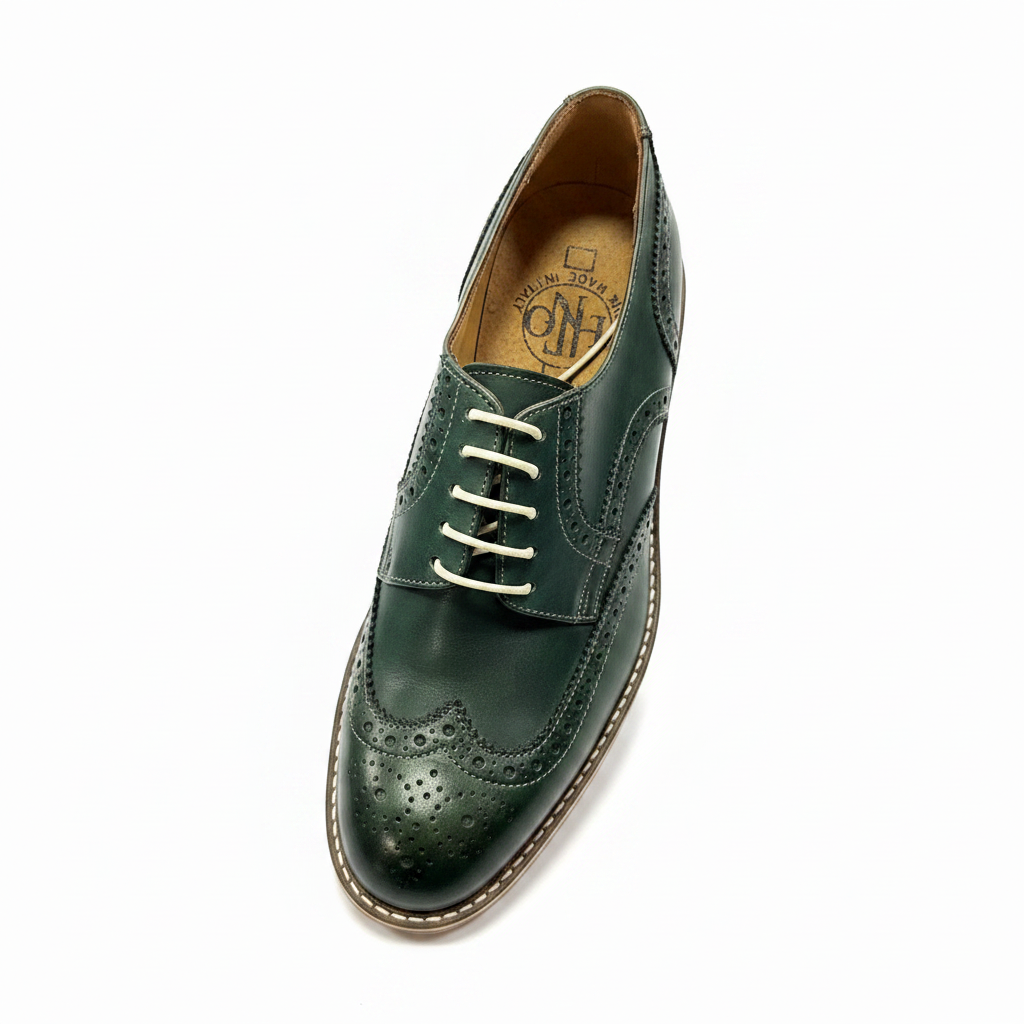 Green Wingtip Brogue Interior
