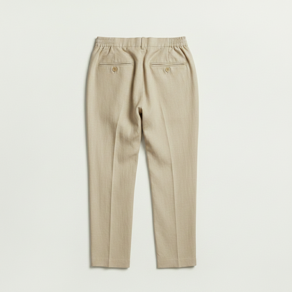 Light Beige Linen Pants Flat Back