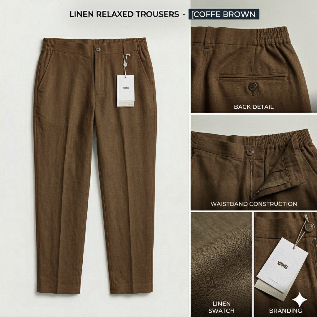 Linen Relaxed Trousers Coffee Brown