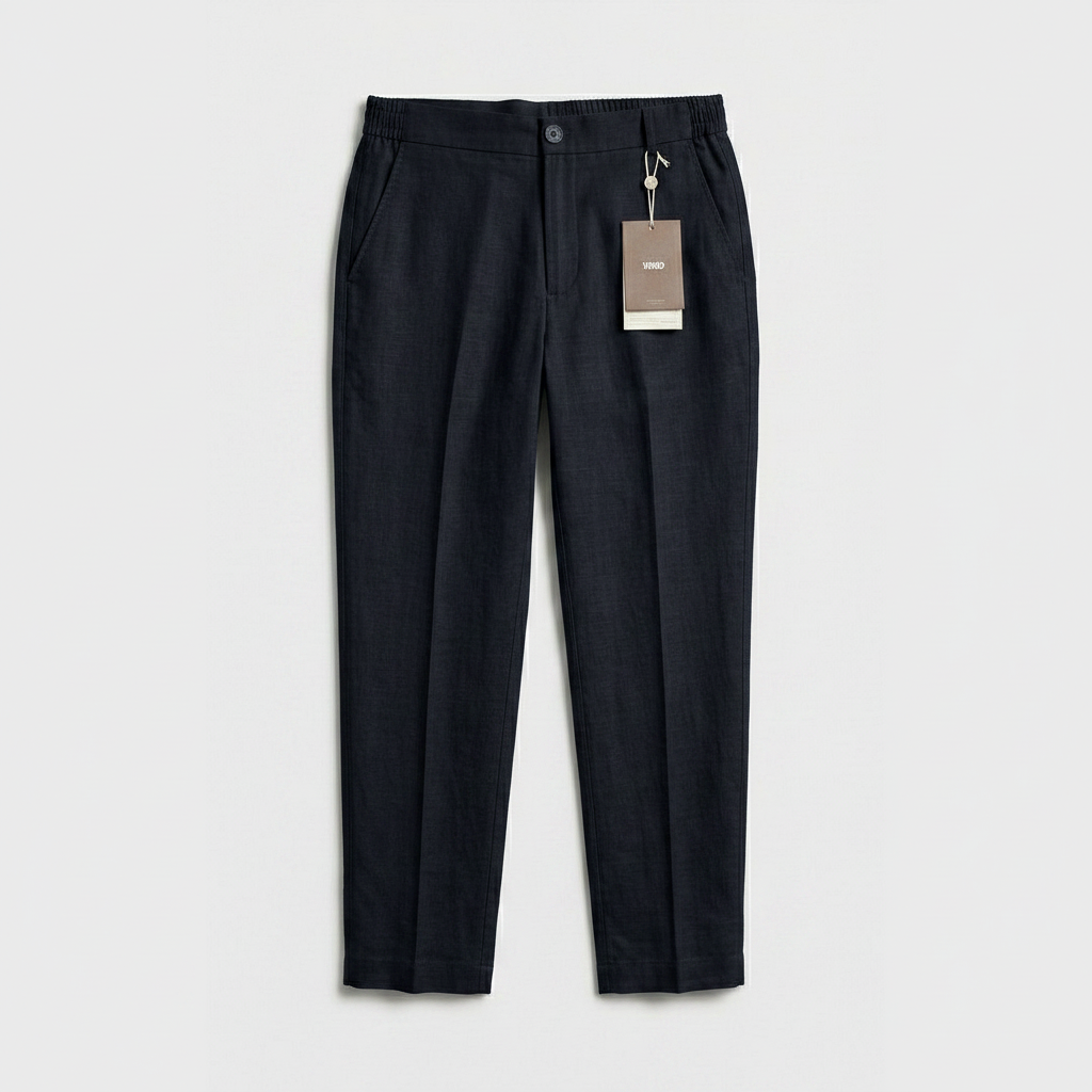 Midnight Blue Linen Pants Flat