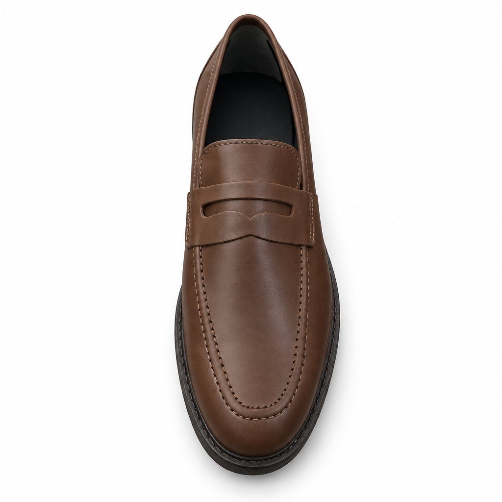 Mocassin brun, vue de dessus