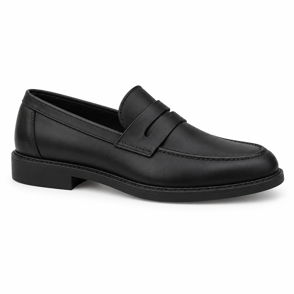 Mocassin noir, vue de profil