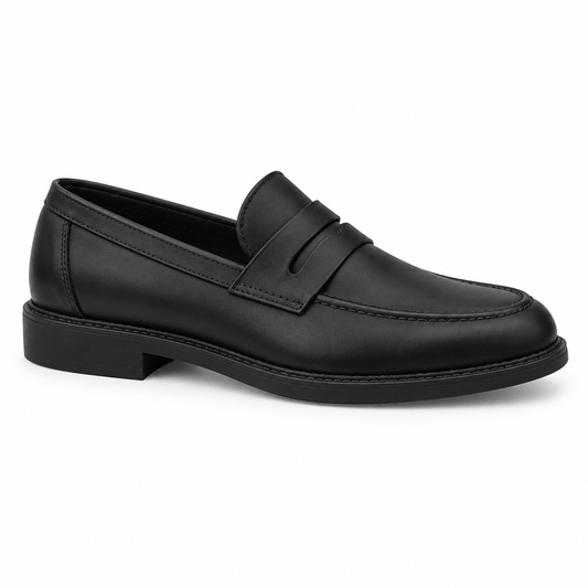 Mocassin noir, vue de profil