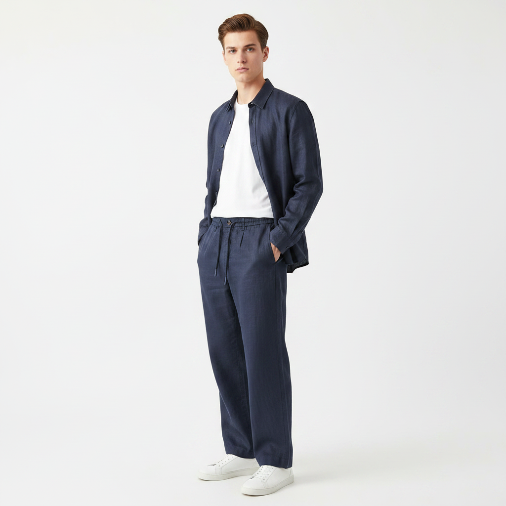 Navy lin 3/4 sneakers