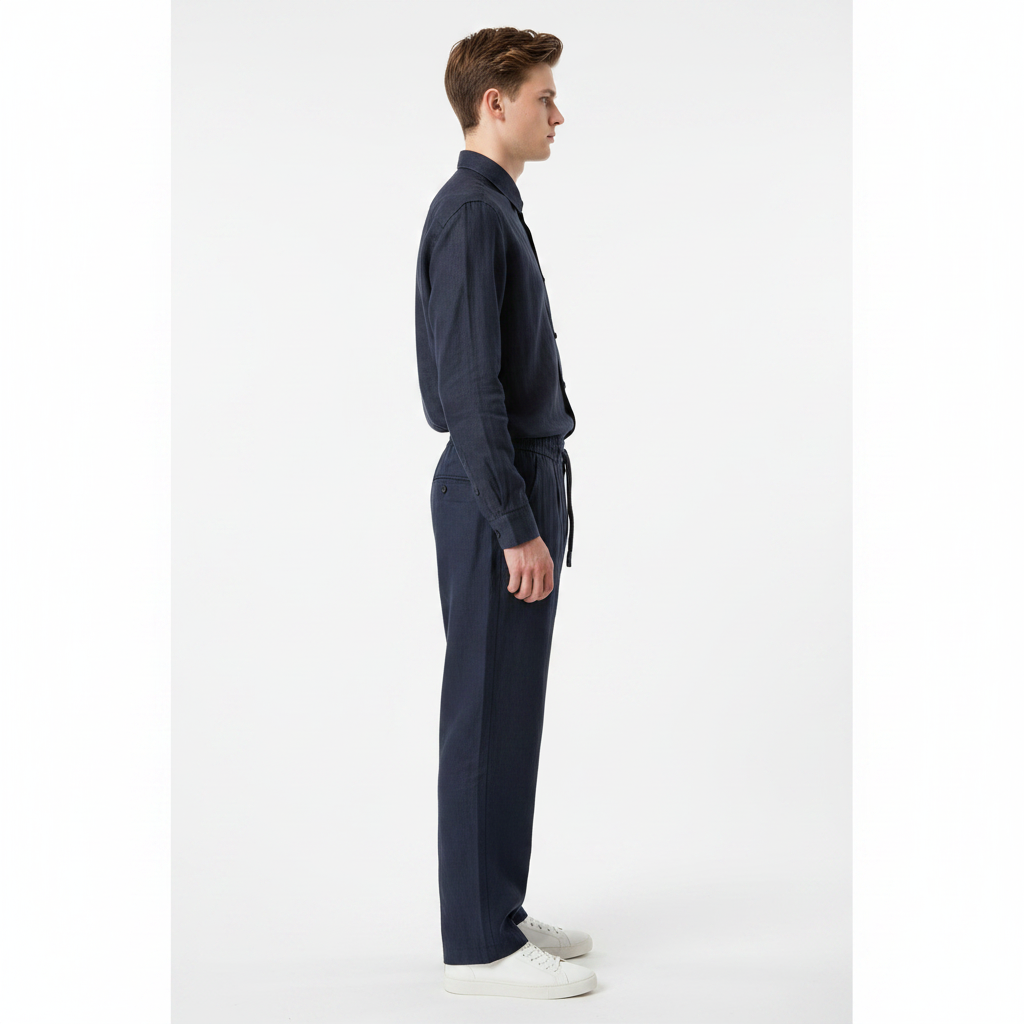 Navy lin profil sneakers