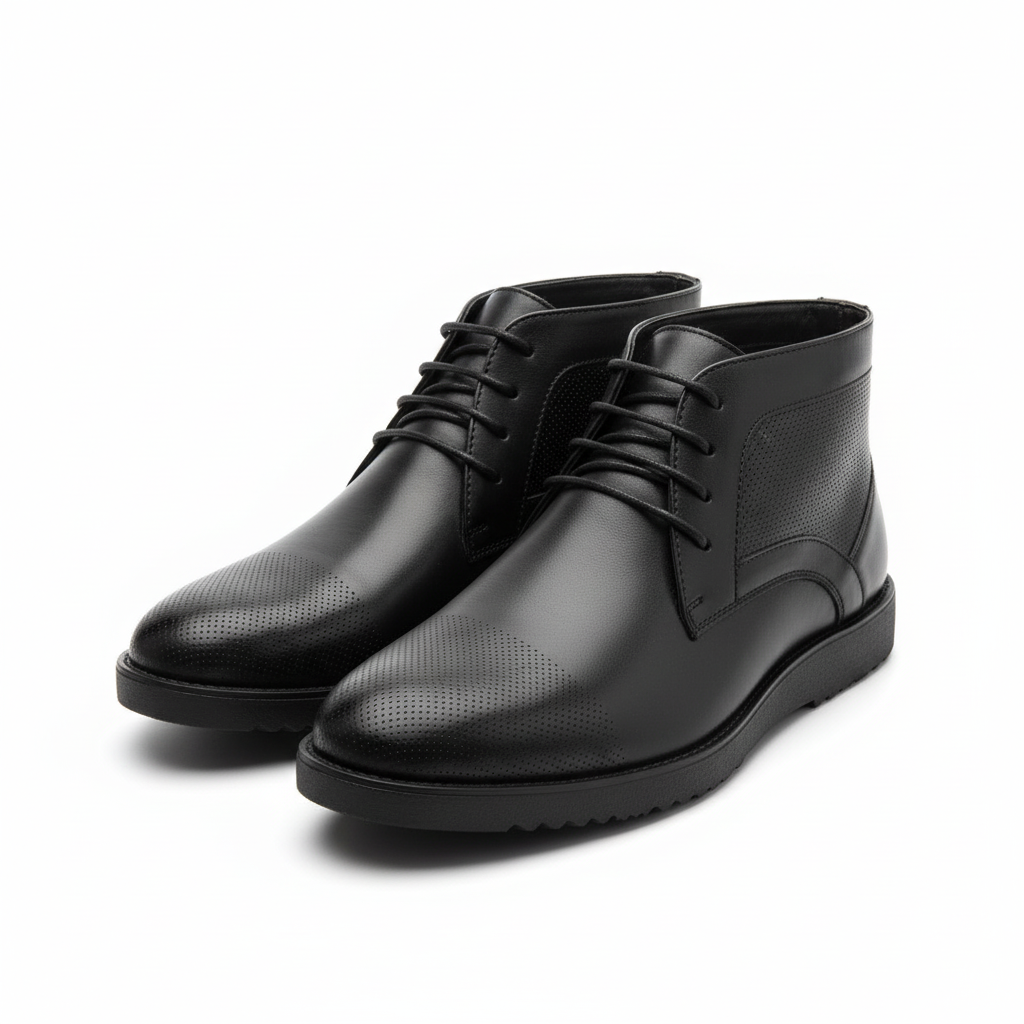 Photo e-commerce bottine en cuir noir