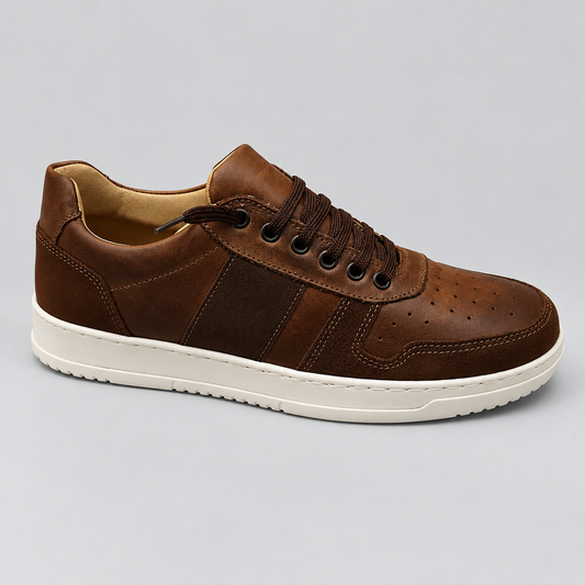 Photo e-commerce de profil, chaussure marron