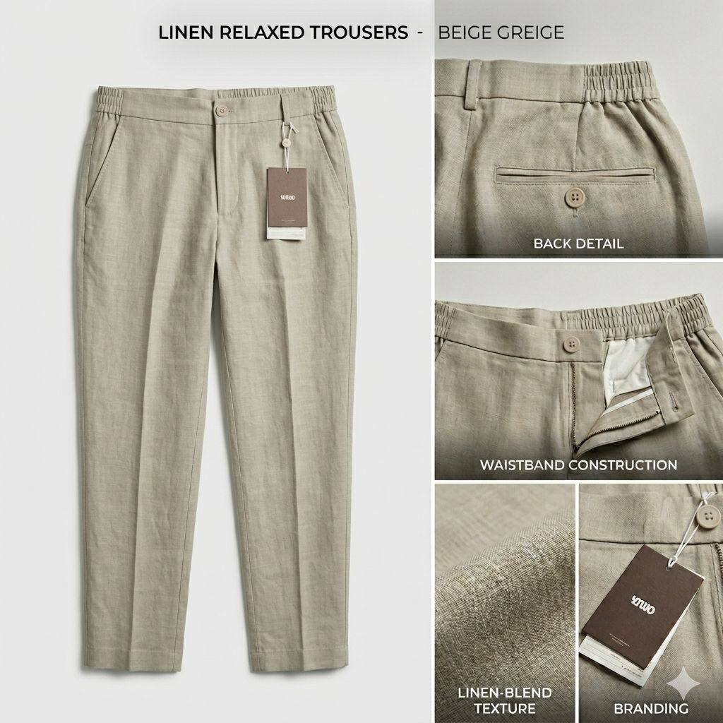 Pantalon Lin Beige Greice Y.TWO: marque déposée en Italie
