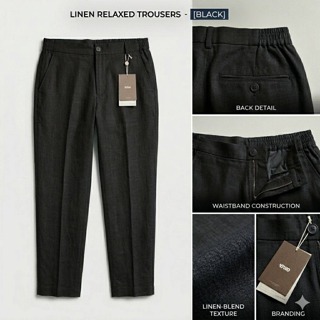 Pantalon Lin Noir Y.TWO: marque déposée en Italie