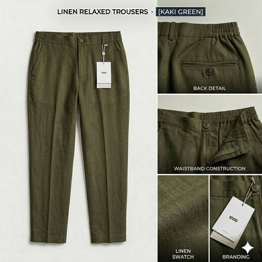 Pantalon Lin Kaki Y.TWO: marque déposée en Italie