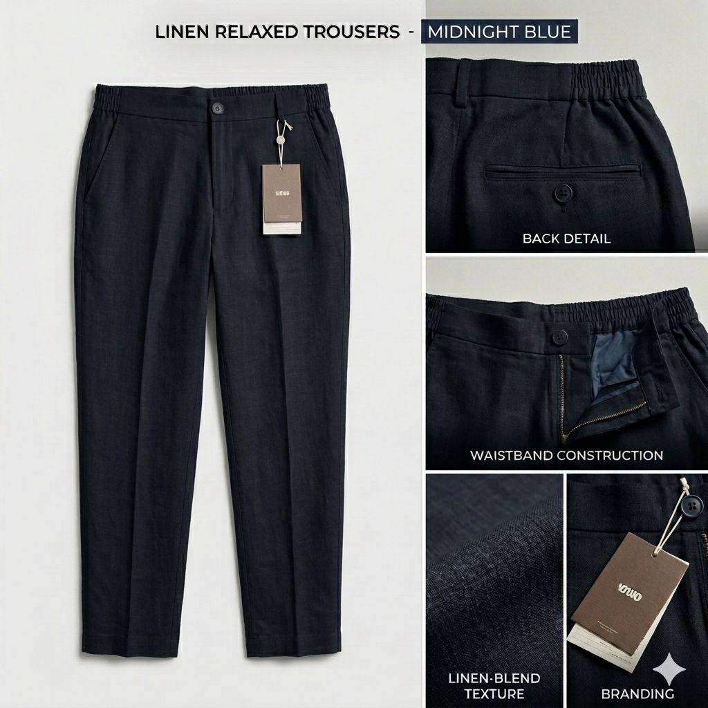 Pantalon Lin Bleu Nuit Y.TWO: marque déposée en Italie