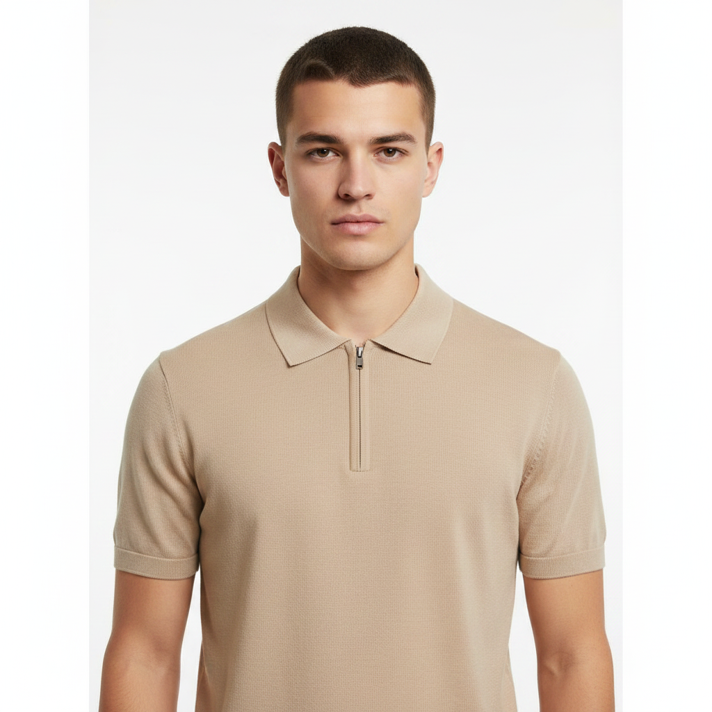 Polo zippé beige buste