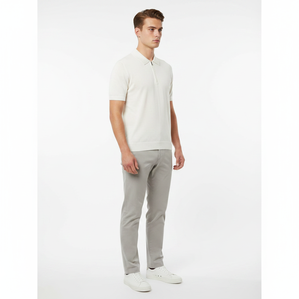 Polo zippé blanc 3/4