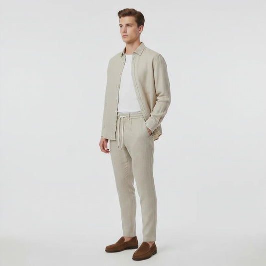 Ensemble en lin Beige Y.TWO : marque déposée en Italie