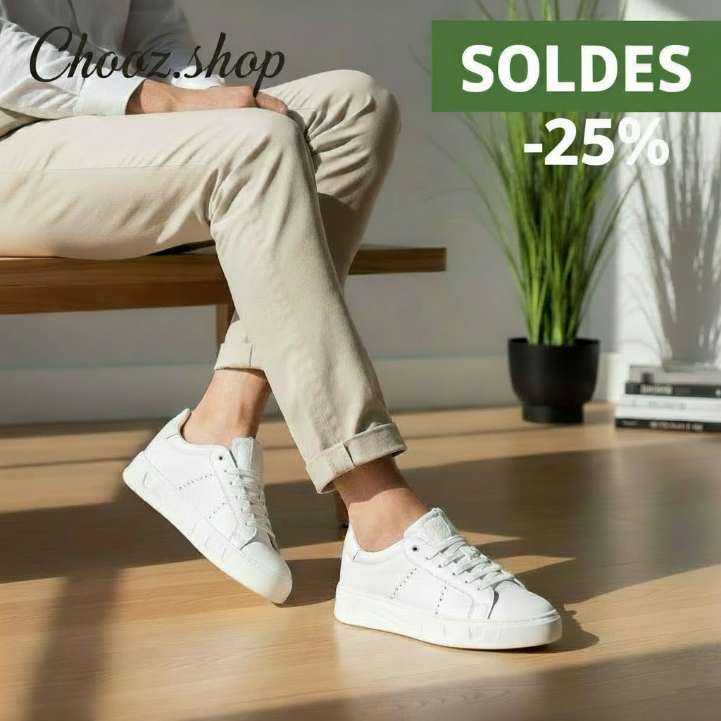 Publicité SOLDES -25% Baskets Blanches
