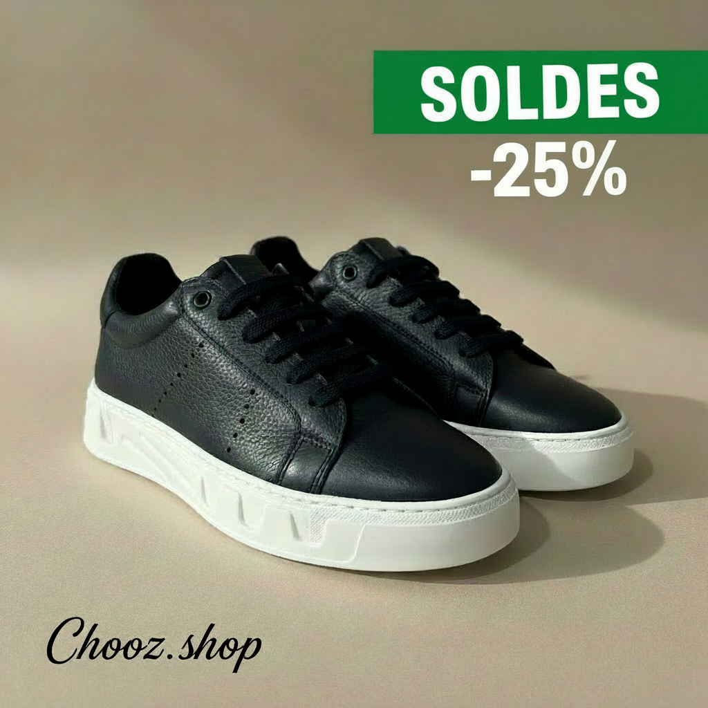 Publicité SOLDES -25% Baskets Noires