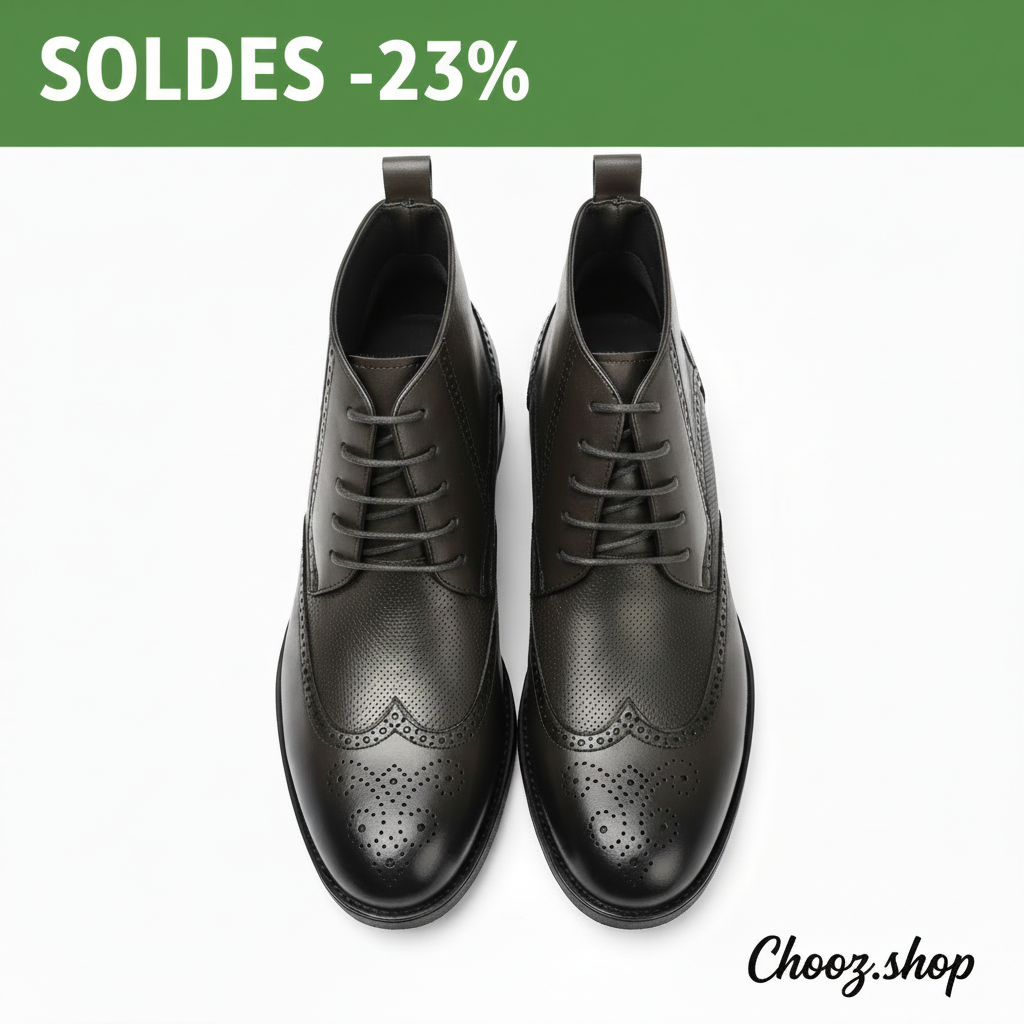 Publicité Soldes Bottines Brogue Noires