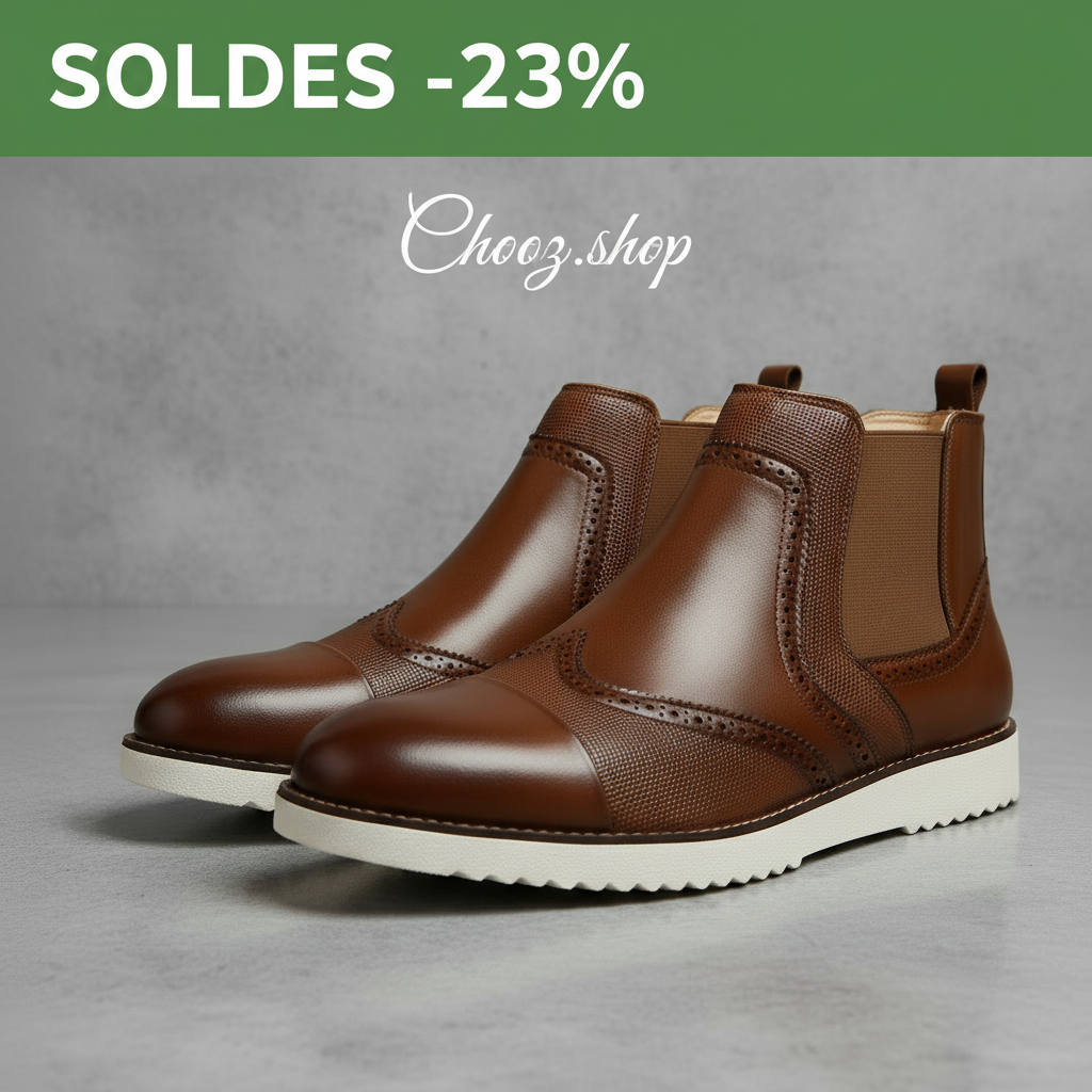 Publicité Soldes Bottines Chelsea Marron