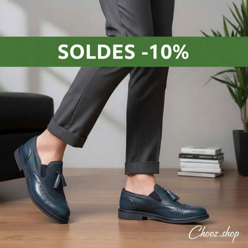 Publicité Soldes Mocassins Bleus