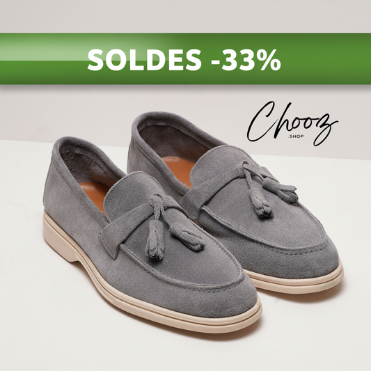 Publicité Soldes Mocassins Gris