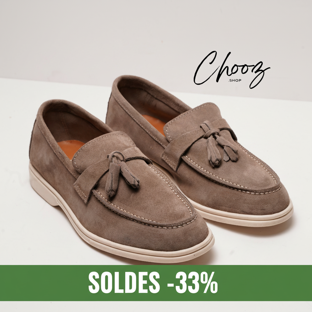 Publicité Soldes Mocassins Taupe