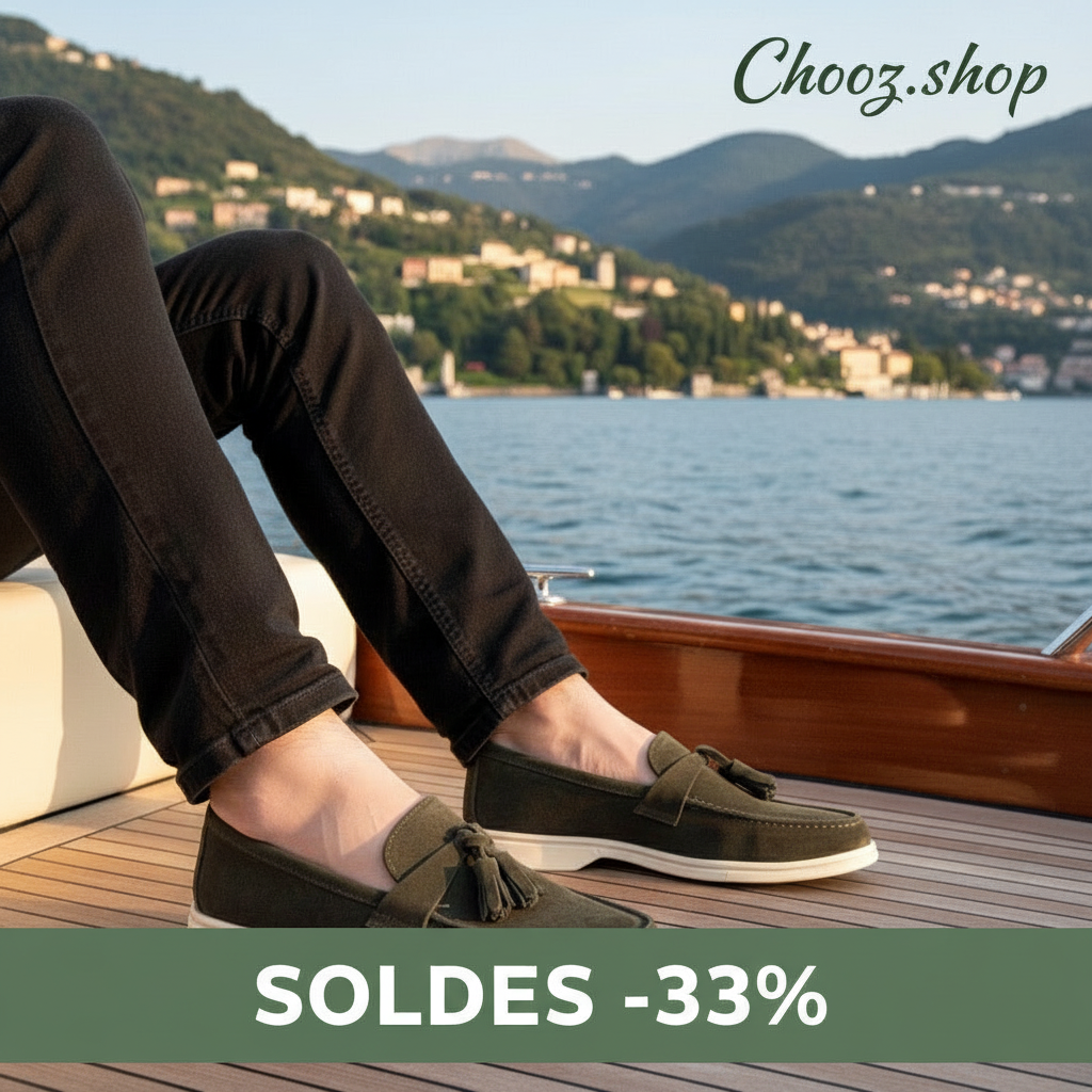 Publicité Soldes Mocassins Vert Olive Lifestyle