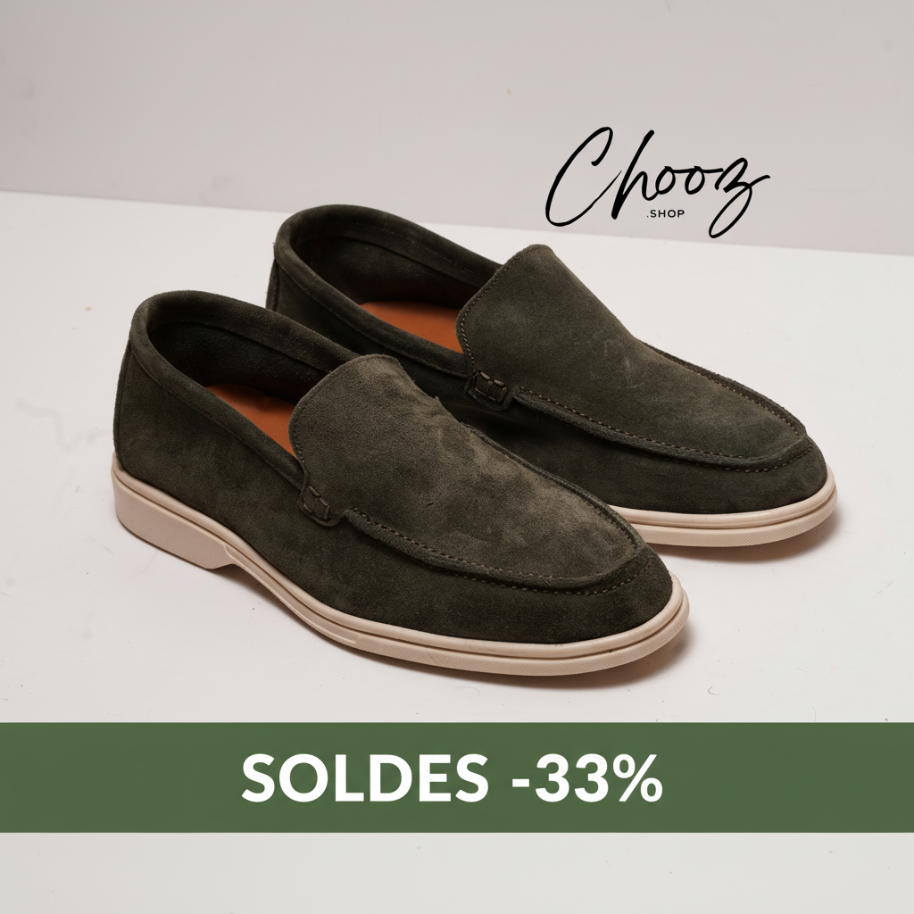 Publicité Soldes Mocassins Vert Olive