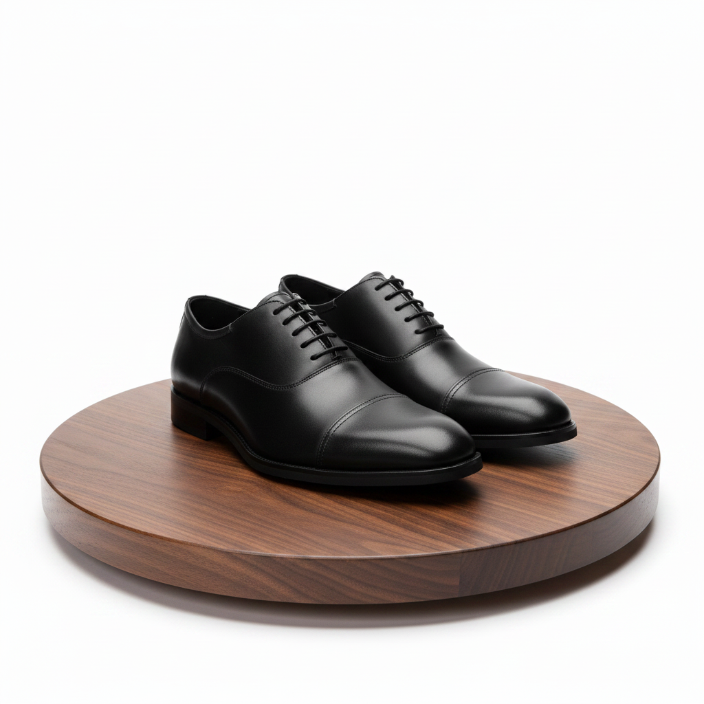 Vue 3/4 - Oxford Cap-toe noir Fabio Lorenzi