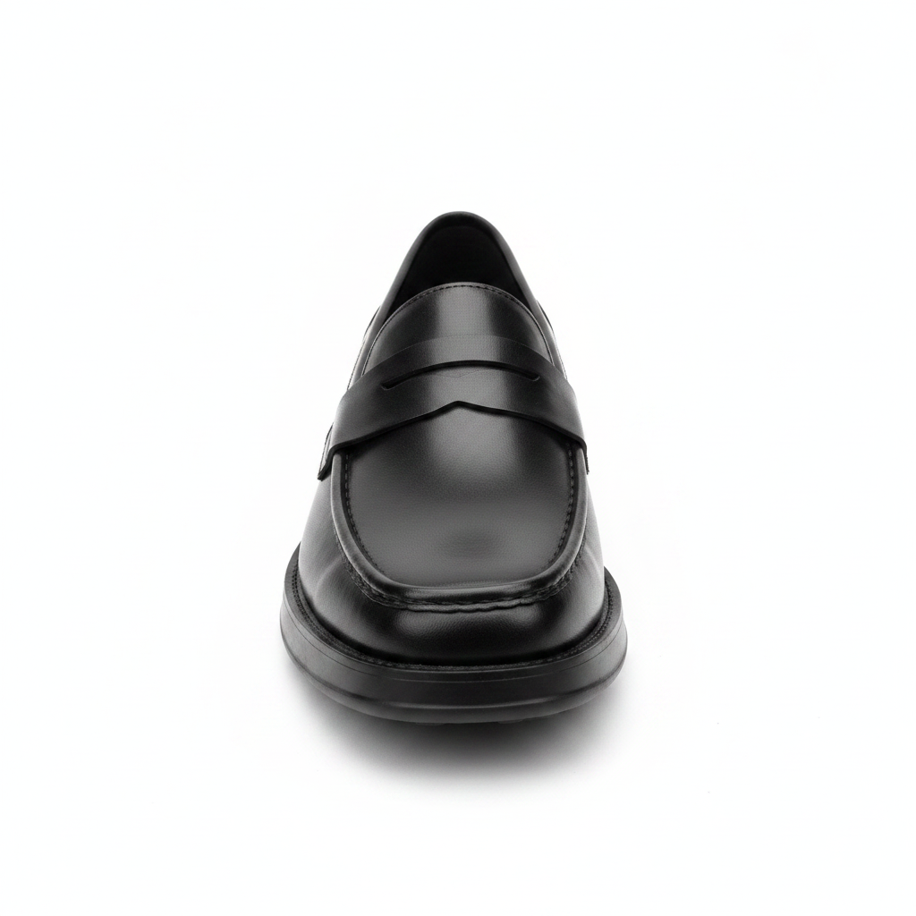 Fabio Lorenzi Penny Loafer Noir Vrai Orthopédique