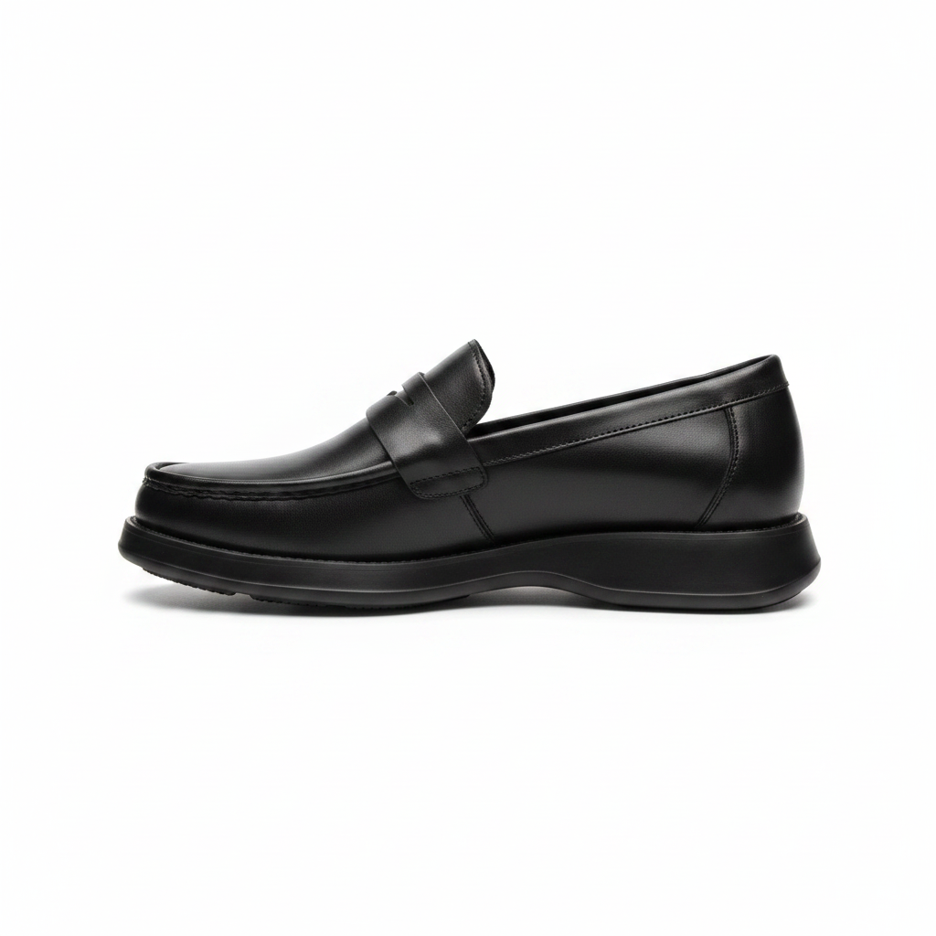 Fabio Lorenzi Penny Loafer Noir Vrai Orthopédique