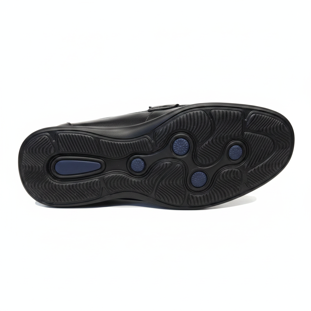 Fabio Lorenzi Penny Loafer Noir Vrai Orthopédique