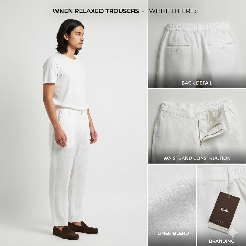 White Linen Pants Model Side