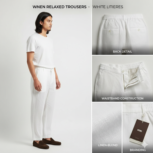 White Linen Pants Model Side